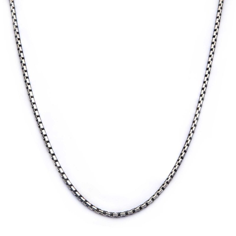 INOX Jewelry 3mm Oxidized Steel Boston Link Chain Necklace