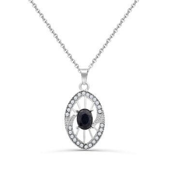 Genuine Sapphire and Clear Crystal Pendant JJP52694CR-2