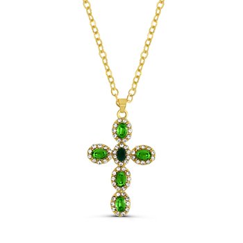 Genuine Emerald Cross Pendant Z124-LN5101EM