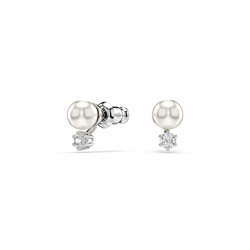 ピアス SWAROVSKI Matrix rhodium crystal pearl stud earrings 5694225 Swarovski Matrix stud earrings, Crystal pearl, Round cut