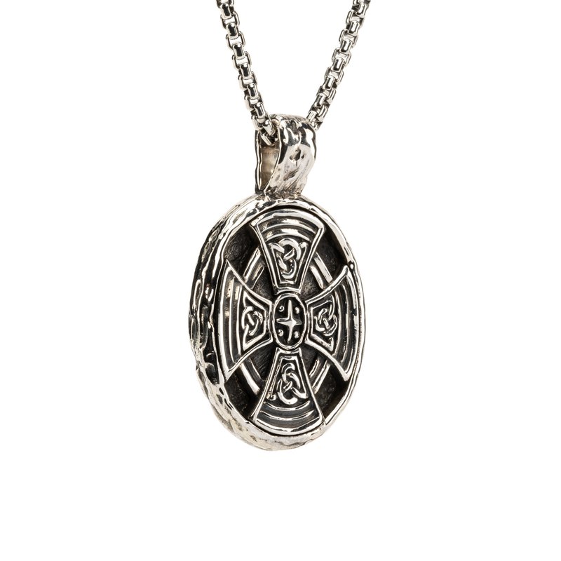 Keith Jack S/sil Oxidized XL Celtic Cross Oval Pendant B-PS3714