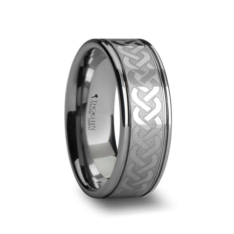 Thorsten PALLAS Laser Engraved Tungsten Ring with Celtic Knot - 6mm 8mm or 10mm - Pallas Thorsten PALLAS Laser Engraved Tungsten Ring with Celtic Knot - 6mm 8mm or 10mm - Pallas
