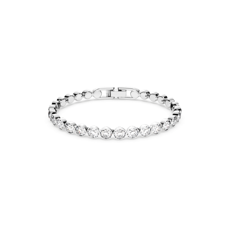 Tennis bracelet Round cut White Rhodium plated