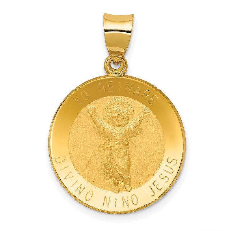 14K Gold Divino Nino Round Medal Pendant 14K Gold Divino Nino Round Medal Pendant