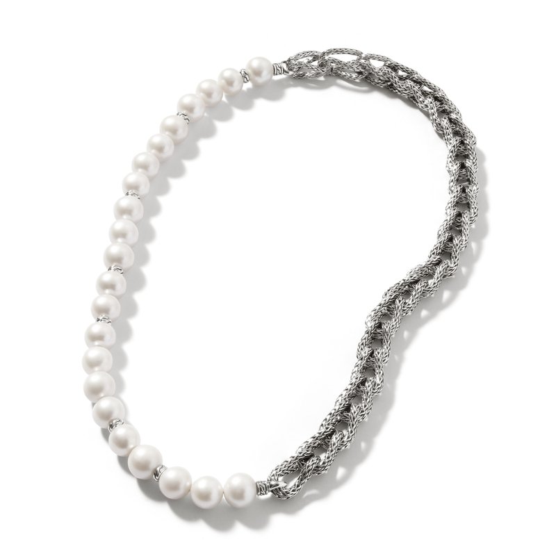 JOHN HARDY Surf Necklace, Sterling Silver, Pearls, 10.5MM