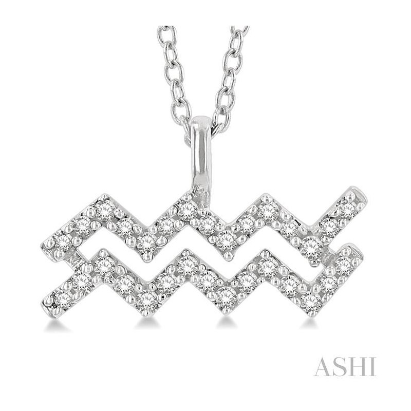ASHI Aquarius Zodiac Diamond Pendant 635Y8METSPDWG-AQUA