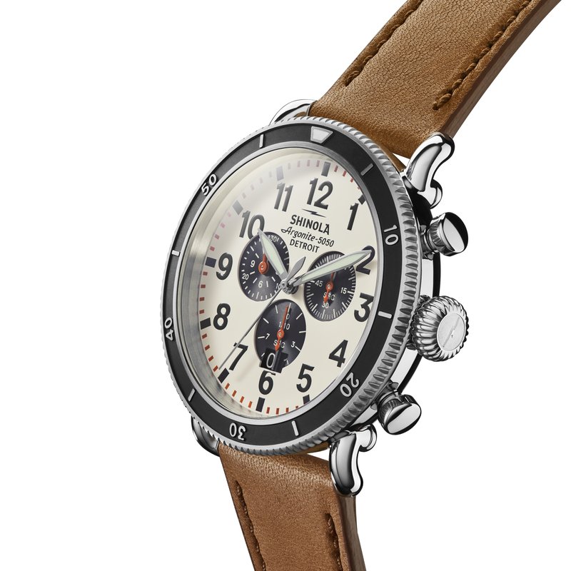 Shinola Runwell Sport 3 Eye Chrono 48mm, Bourbon Leather