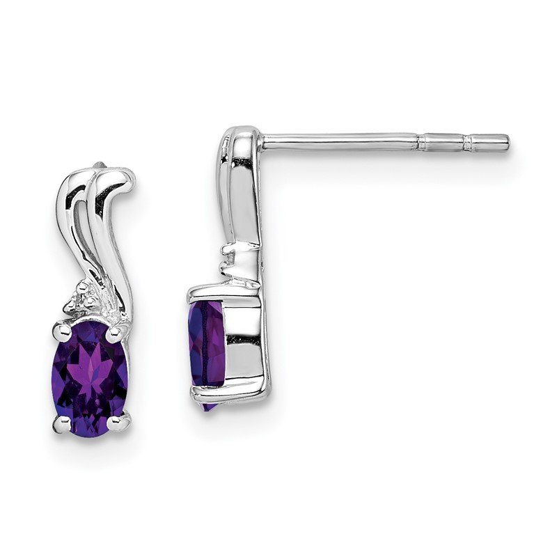 Oval Amethyst Post Stud Earrings Sterling Silver Oval Amethyst Post Stud Earrings Sterling Silver