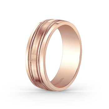 Kirk Kara Ruby Milgrain Mens Wedding Band 7mm SS6985MR-BY