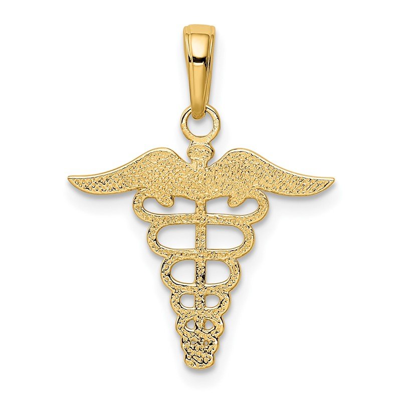 Caduceus Charm Pendant store in 14k Yellow Gold