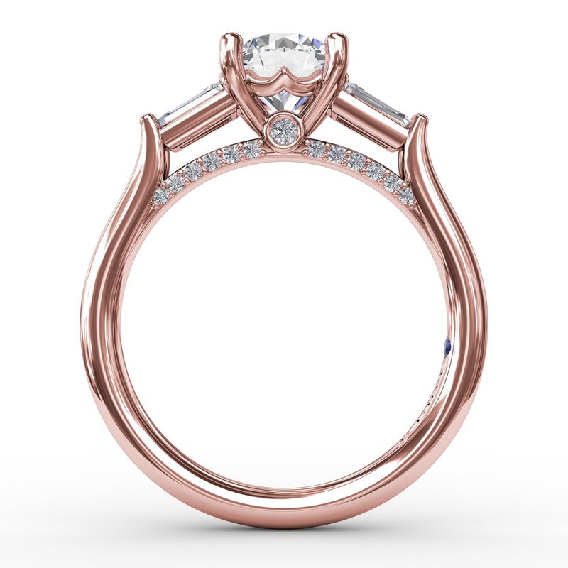 【期間限定特価】 Round Three-Stone Fana Diamond Bezel With Ring Engagement 指輪・リング