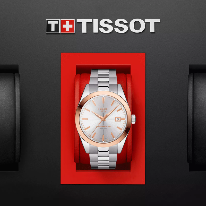 Tissot Gentleman Gold bezel 40mm T9274074103100 - Yelton Fine Jewelers
