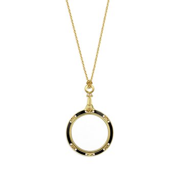 Magnifying Glass with Enamel and Swarovski Crystals Pendant Necklace J452-JJP51282