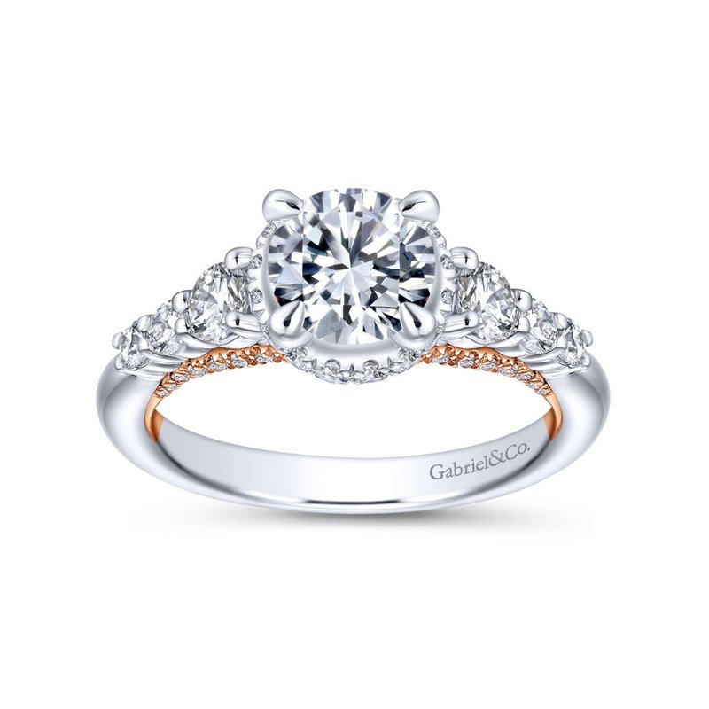 Gabriel Bridal Bestsellers 14K White-Rose Gold Hidden Halo Round