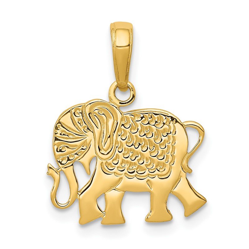 14k Yellow Gold Textured Elephant Pendant 14k Yellow Gold Textured Elephant Pendant