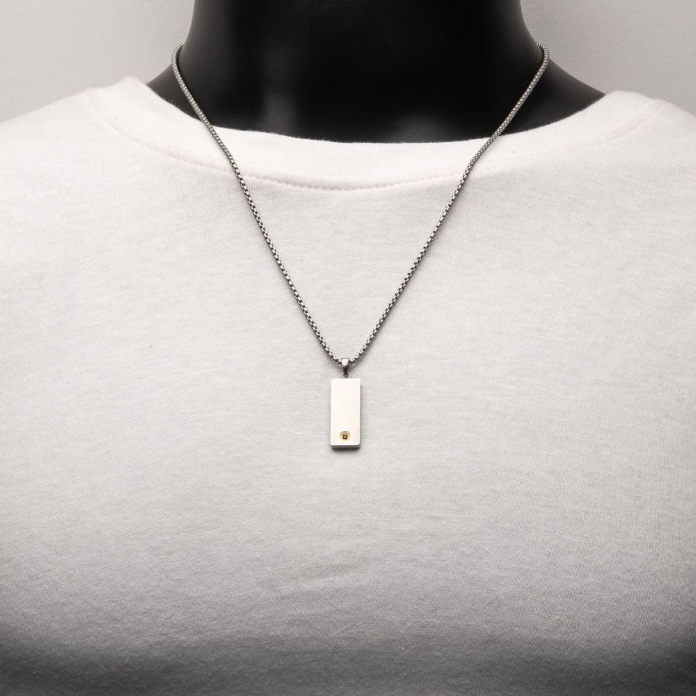 INOX Jewelry 1.6mm Black Sapphire Gem on Matte Finish Steel