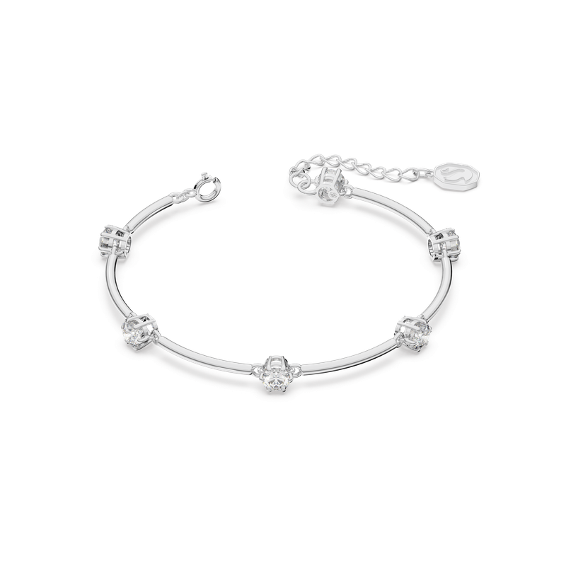 SWAROVSKI| (Constella Bangle - Size M (5641680)) Swarovski Constella bangle, Round cut, White, Rhodium plated