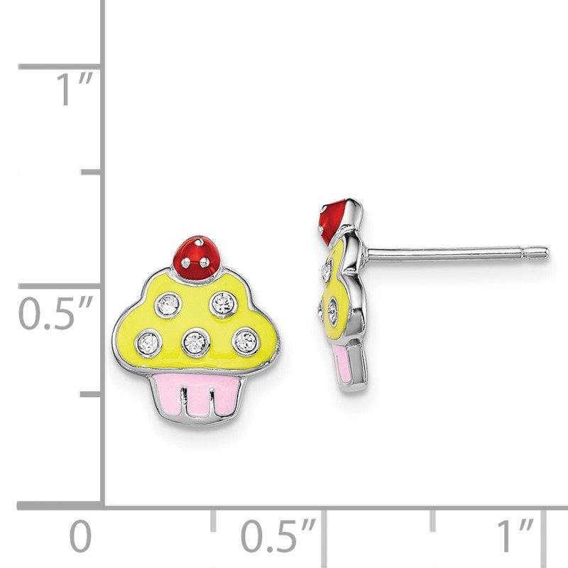 Sterling Silver Children's Enameled Cupcake Post Earrings Sterling Silver Children's Enameled Cupcake Post Earrings
