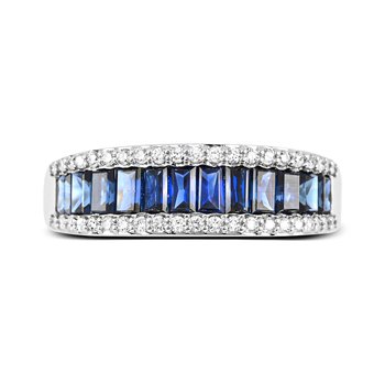 14K White Gold Blue Sapphire and Diamond 0.232cts Ring R12808SB6W4