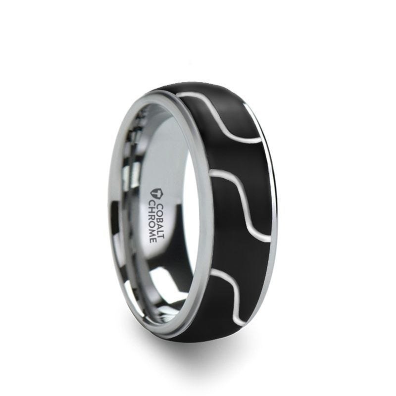 Thorsten FUSION Cobalt Chrome Ring with Diagonal Pattern and Polished Edges - 8mm Thorsten FUSION Cobalt Chrome Ring with Diagonal Pattern and Polished Edges - 8mm