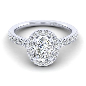 Gabriel Bridal 18K White Gold Pear Shape Three Stone Diamond