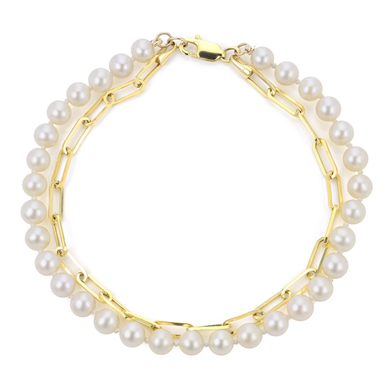 14K Yellow Gold Pearl popular Bracelet Markrd IPS