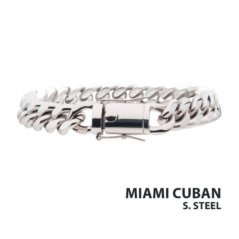 INOX Jewelry 10mm Steel Miami Cuban Chain Bracelet BR15011-108