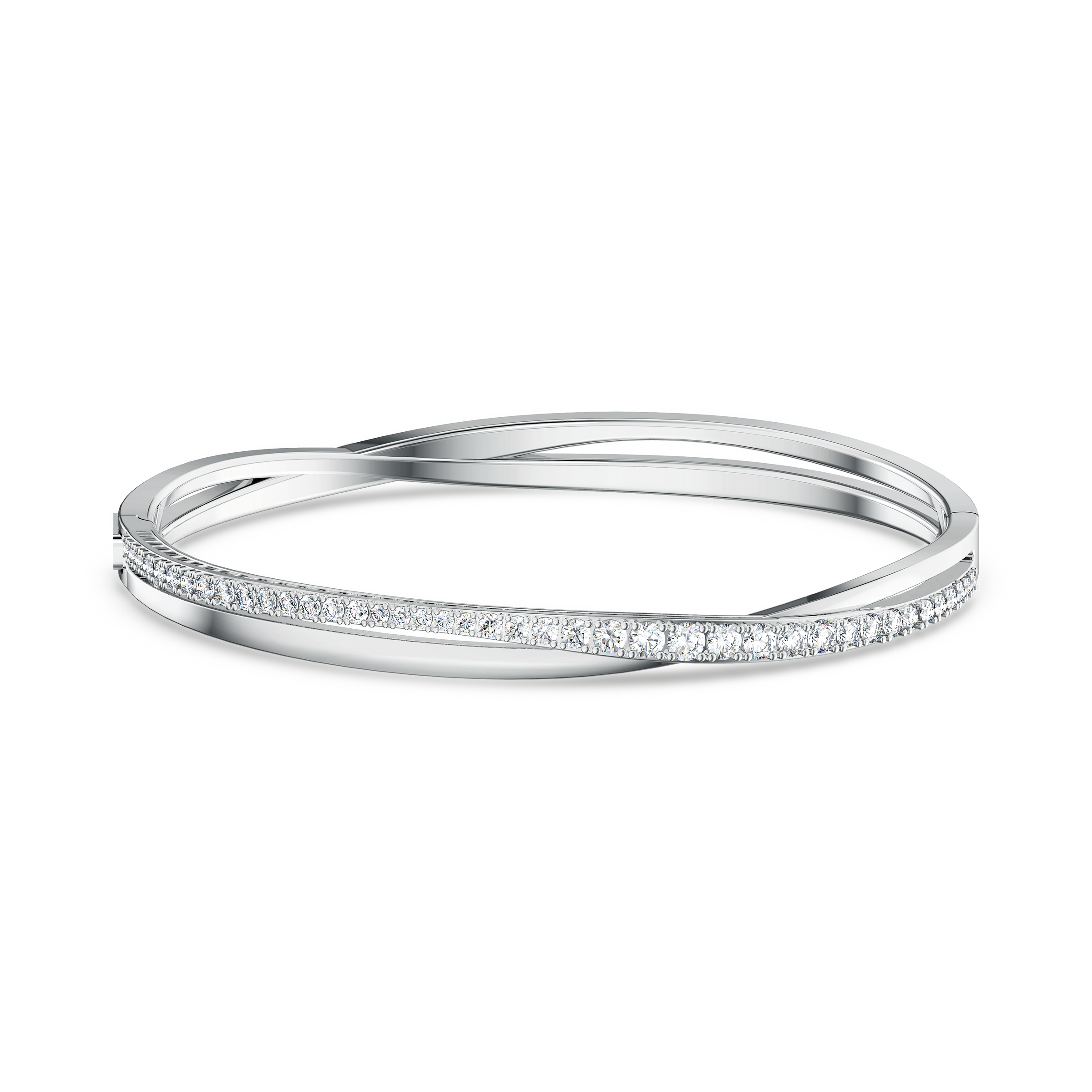 Swarovski Twist bangle, White, Rhodium plated 5572726 - Bradley
