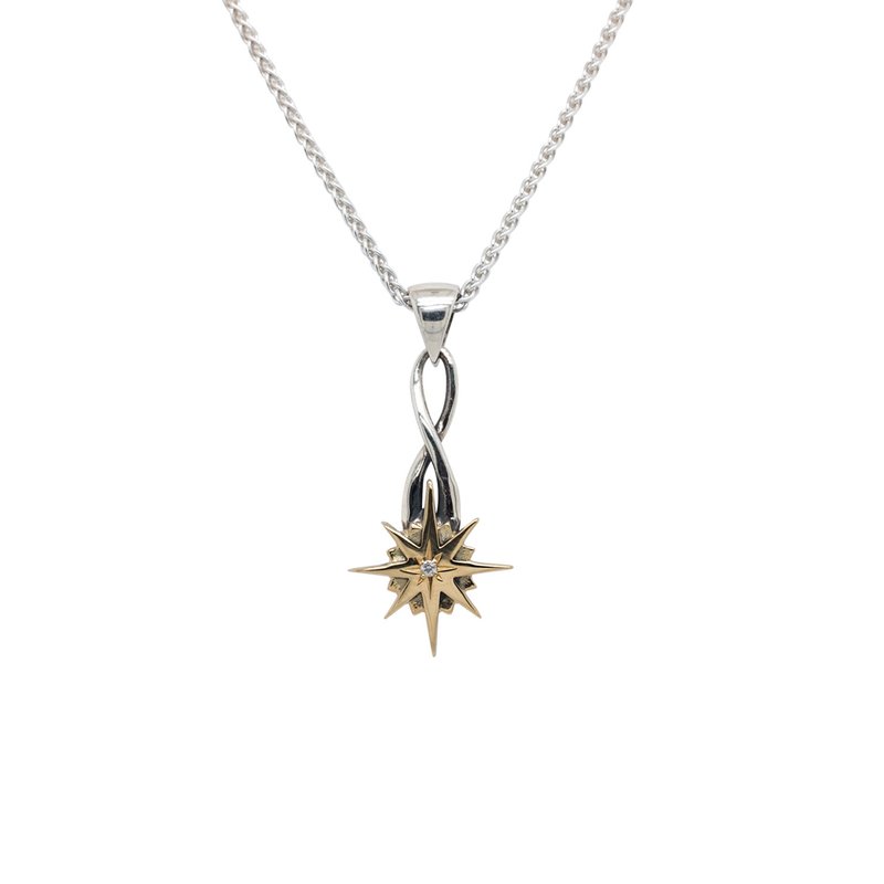 Keith Jack S/sil + 10k Compass with White Sapphire (1.3mm) Star
