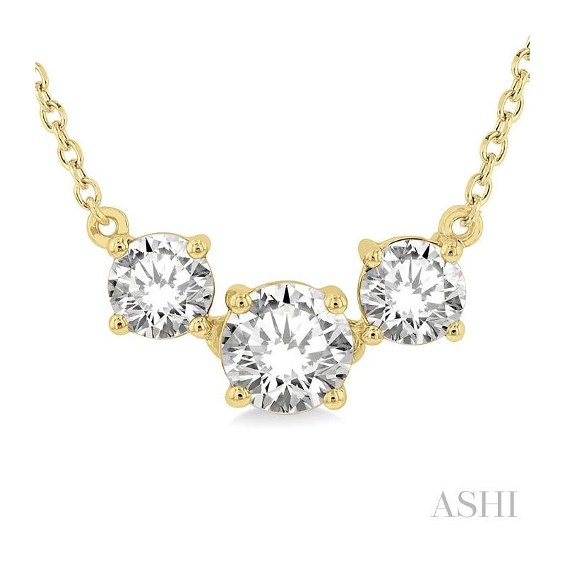 ASHI Round Shape Past Present & Future Diamond Necklace