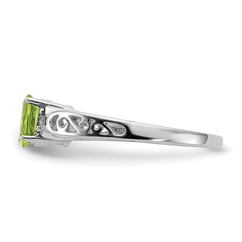 14k White Gold 6x4mm Oval Peridot AA Diamond Ring 14k White Gold 6x4mm Oval Peridot AA Diamond Ring