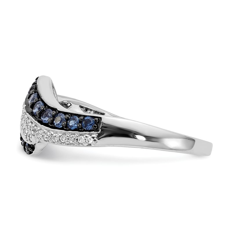 14k White Gold Blue and White Diamond Swirl Ring 14k White Gold Blue and White Diamond Swirl Ring