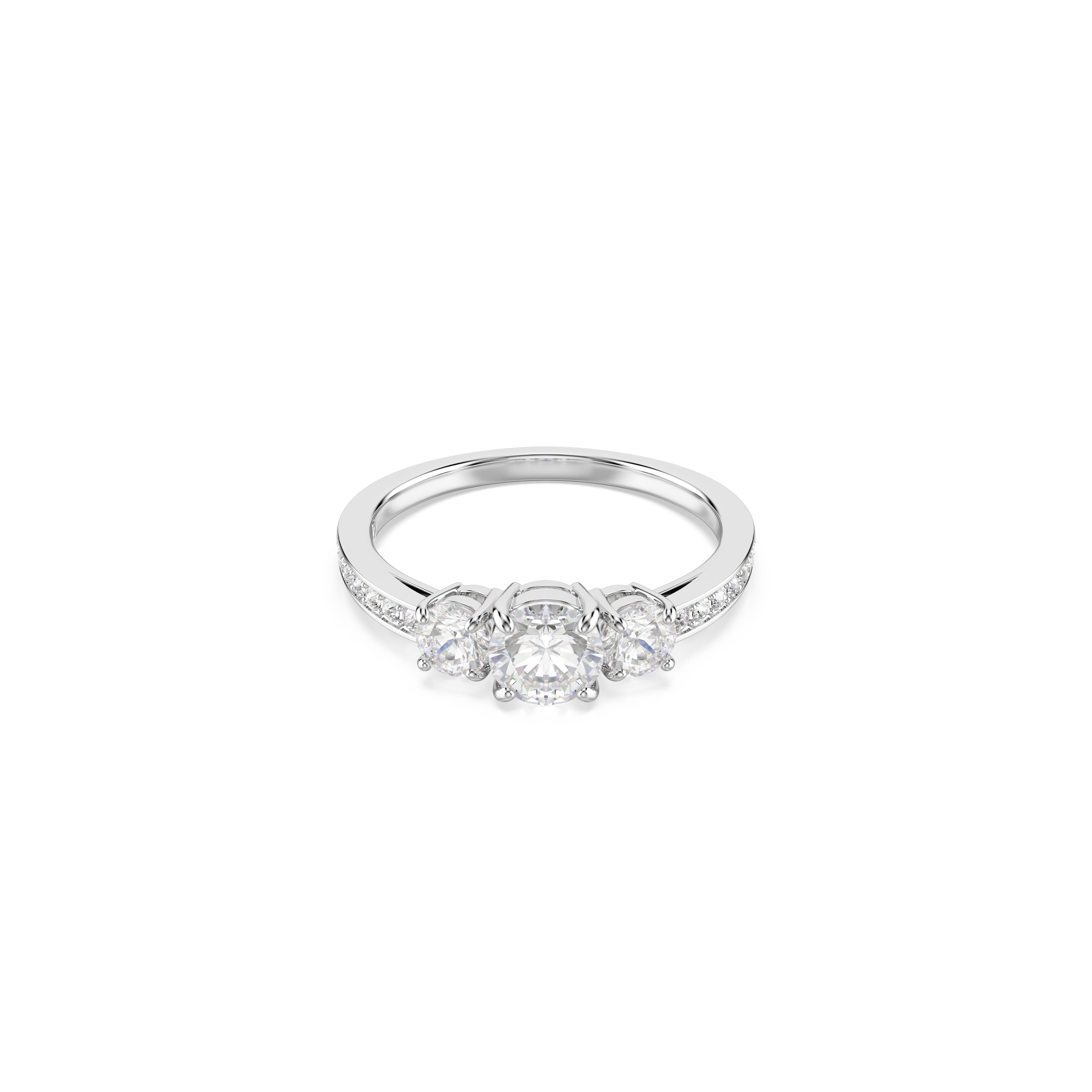 Swarovski Attract Trilogy ring, Round cut, White, Silver-tone
