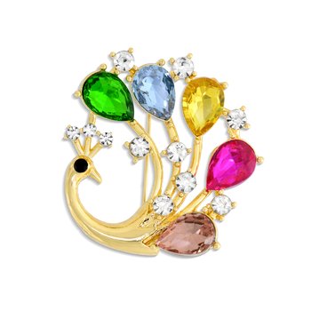 Multicolored Peacock Brooch Z124-LN4718
