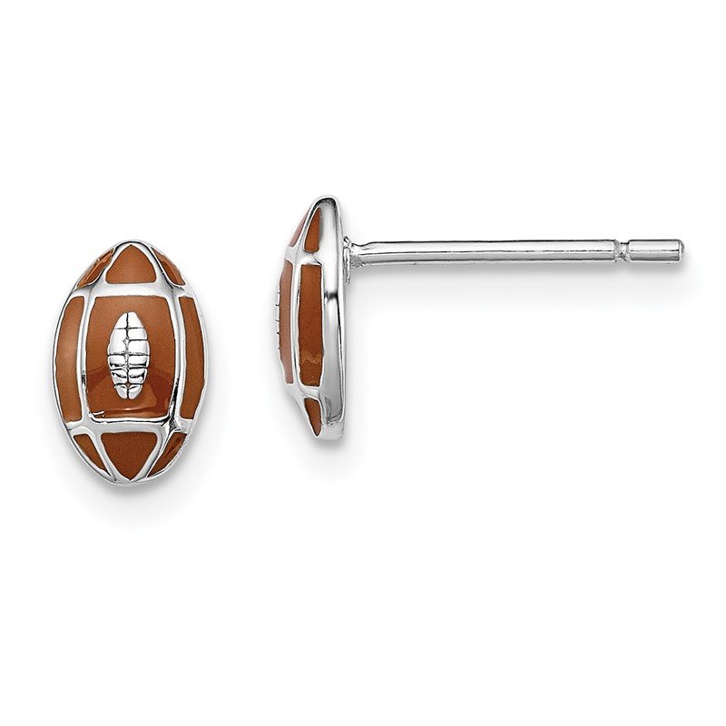 Sterling Silver Madi K Enameled Children's Football Post Earrings