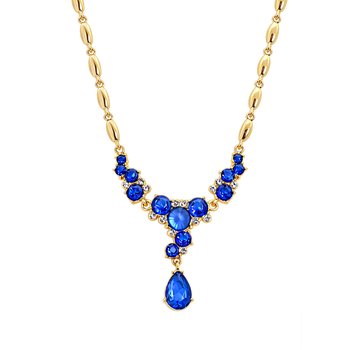 Elegant Blue Gemstone Necklace T494-TY2459BL