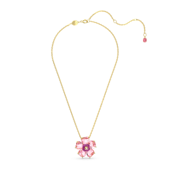 Swarovski Idyllia necklace, Flower, Pink, Gold-tone plated 5650569 