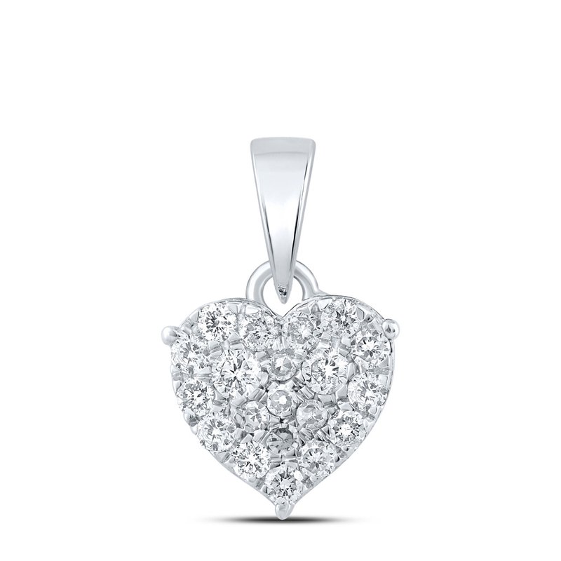 10kt White outlets Gold Womens Round Diamond Fashion Heart Pendant 1/10 Cttw