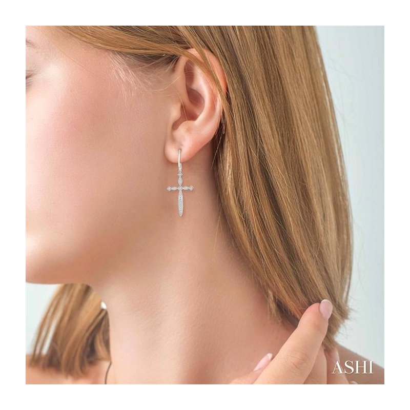 ASHI Cross Diamond Fashion Earrings 963A8JNTSERWG - Nyman