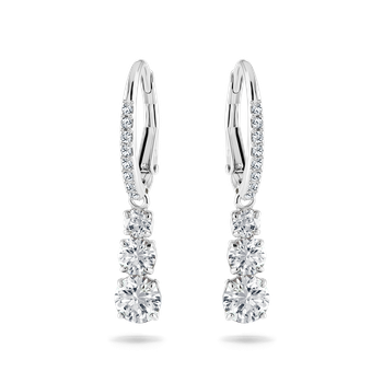 Swarovski Attract Trilogy hoop earrings, Round cut, White, Rhodium