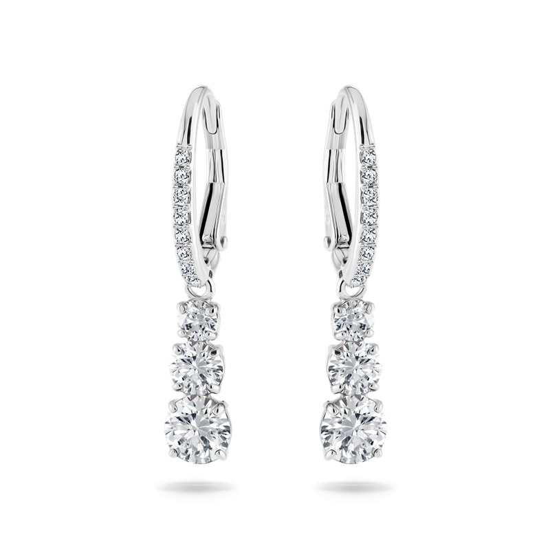 Attract Trilogy hoop earrings Round cut White Rhodium plated