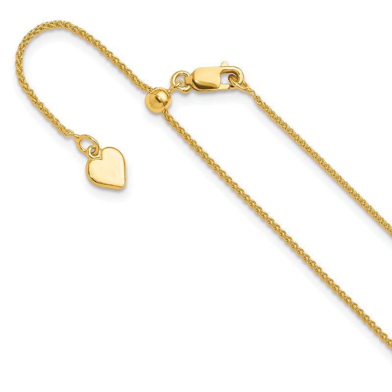 Leslies Sterling Silver Yellow Gold Plated 1.3mm Adjustable Wheat Spiga Chain - up to 22