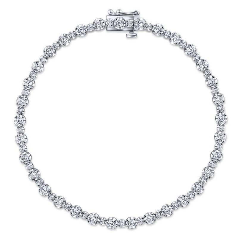 Fashion Bestsellers by Gabriel 14K White Gold Buttercup Set Diamond Tennis Bracelet TB4217W45JJ Woodard s Diamonds Design