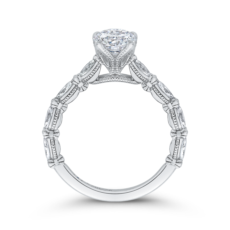 Carizza 14K White Gold Round Cut Diamond Engagement Ring