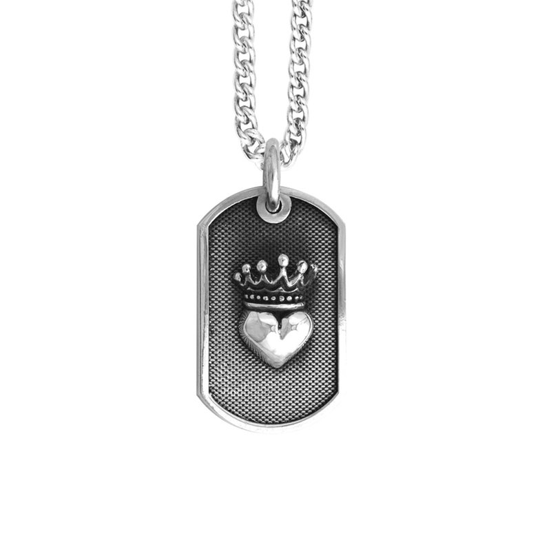 King Baby Small Crowned Heart Dog Tag Pendant Q10 5004 Gino s Jewelers