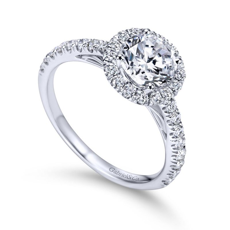 R351 White Diamond Halo Dome shops Engagement Ring