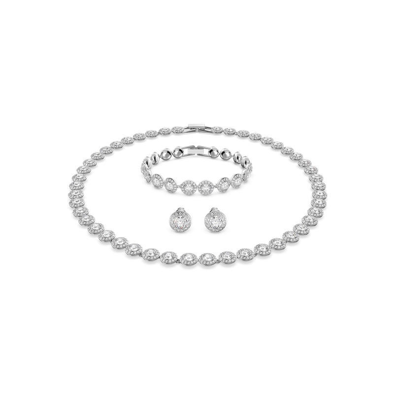 Swarovski Una Angelic set, Round cut, White, Rhodium plated