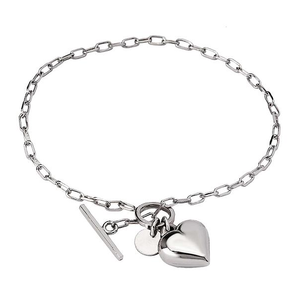 KIM & Co. Italian Sterling Silver Rhodium Plated Heart Bracelet
