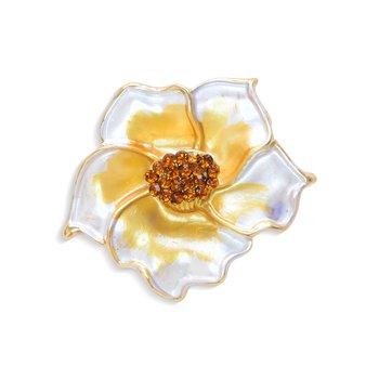 Goldtone Crystal Flower Brooch J452-JBH80323CR