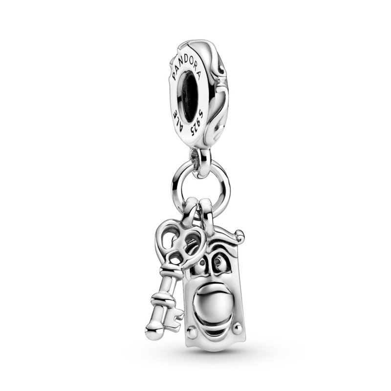 PANDORA Disney Alice in Wonderland key and doorknob sterling